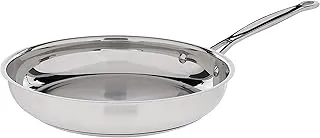 Cuisinart 10-Inch Open Skillet, Stainless Steel Skillet with Lid, Large Kitchen Pan, Dishwasher Safe, Compatible with Induction, Electric, Gas Cooktops, Oven Safe Saucepan, Cool Grip Handles