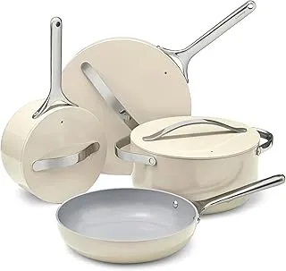 Caraway Non-stick Ceramic Cookware Set (12 Piece) Pots, Pans, Lids and Kitchen Storage - PFAS & PFOA Free - Oven Safe Pan Set & Compatible with All Stovetops - Cream