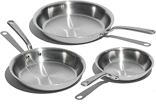 Made In Cookware | 3-Piece (Includes 8",10",12") Stainless Frying Pan Set | 5 Ply Stainless Clad | Professional Cookware | Crafted in Italy | Induction Compatible
