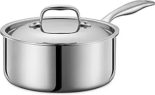 LEGEND COOKWARE 5-Ply Stainless Steel 3-Quart Sauce Pan with Lid - Induction Compatible, Oven Safe 800°F - Non-Toxic, No Coatings - Even Heating, Won't Warp - Built to Last Generations