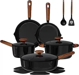 CAROTE ceramic cookware set,nonstick pots and pans，14PCS Non Toxic Healthy Non Stick Kitchen Cooking Pots and Frying Pans Set, PFAS PTFE Free